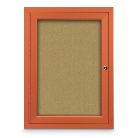 United Visual Products Slim Enclosed Corkboard, 11"x13-1/2", White Alum Frame/Ultramarine UVEB1113-WHITE-ULTMAR